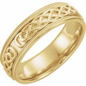 14K Yellow Or White Or Rose Gold Milgrain Celtic-Inspired Band