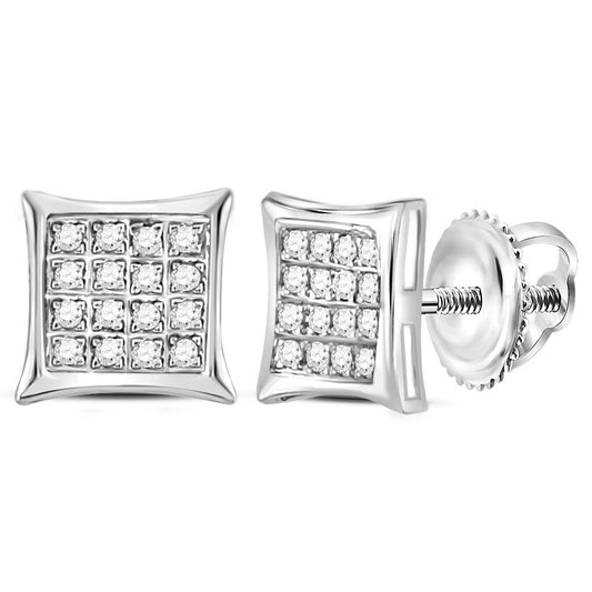 10K White Or Yellow Gold Womens Round Diamond Square Kite Cluster Stud Earrings