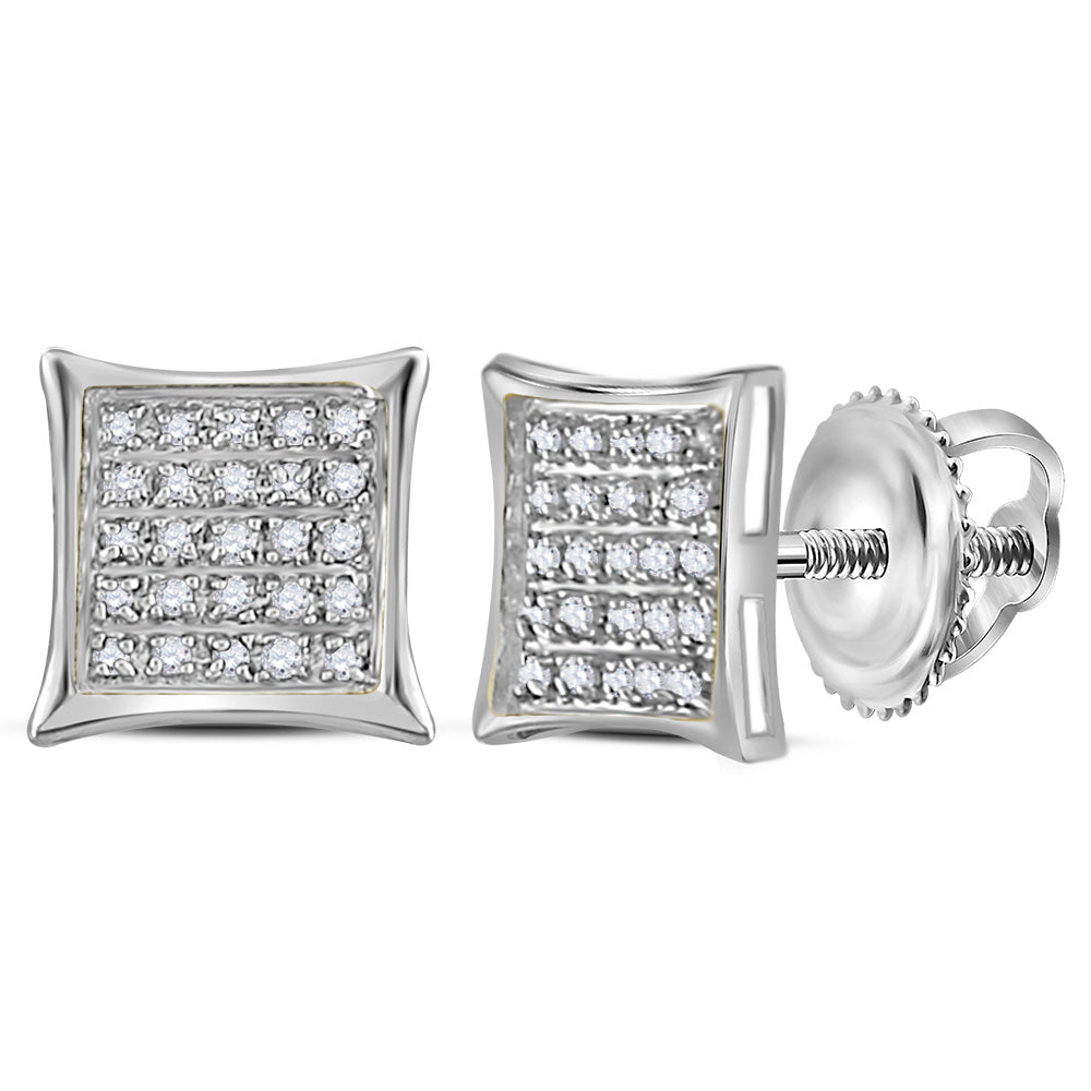 10K White Gold Womens Round Diamond Kite Square Earrings 1/6 Cttw, Length: 0.39 In, Width: 0.39 In