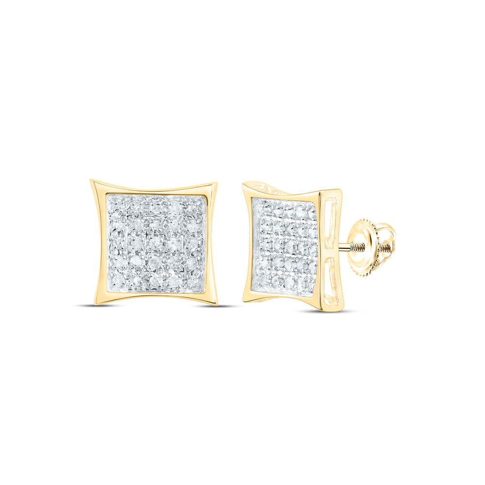10K White Or Yellow Gold Womens Round Diamond Square Cluster Earrings