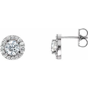 14K White Gold Round 5 Mm 1 1/3 Ctw Lab-Grown Diamond Halo-Style Earrings