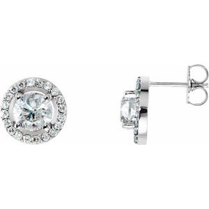 14K White Gold Round 6.5 Mm 2 1/3 Ctw Lab-Grown Diamond Halo-Style Earrings