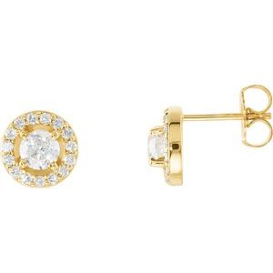 14K Yellow Gold Round 4.5 Mm 9/10 Ctw Lab-Grown Diamond Halo-Style Earrings
