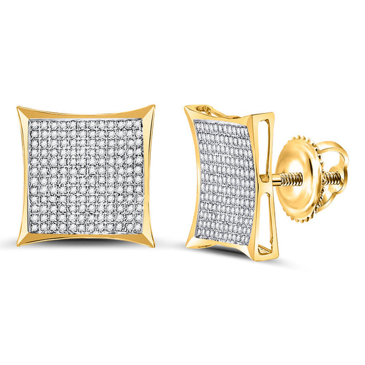 10K Yellow Gold Womens Round Diamond Kite Square Earrings 7/8 Cttw, Length: 0.61 In, Width: 0.61 In