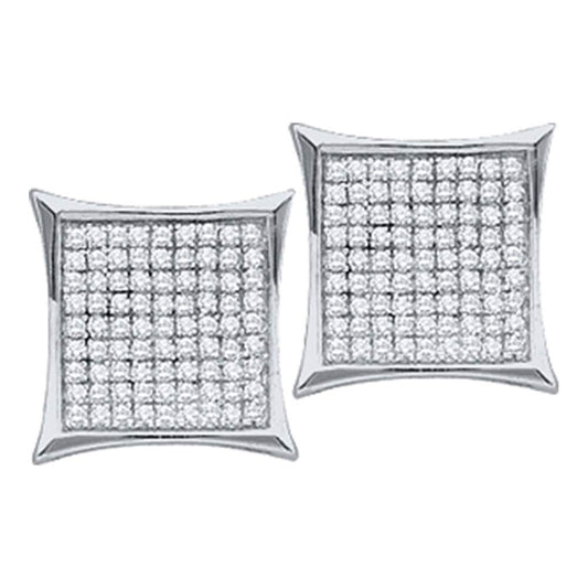 10K White Gold Womens Round Diamond Kite Cluster Earrings 7/8 Cttw