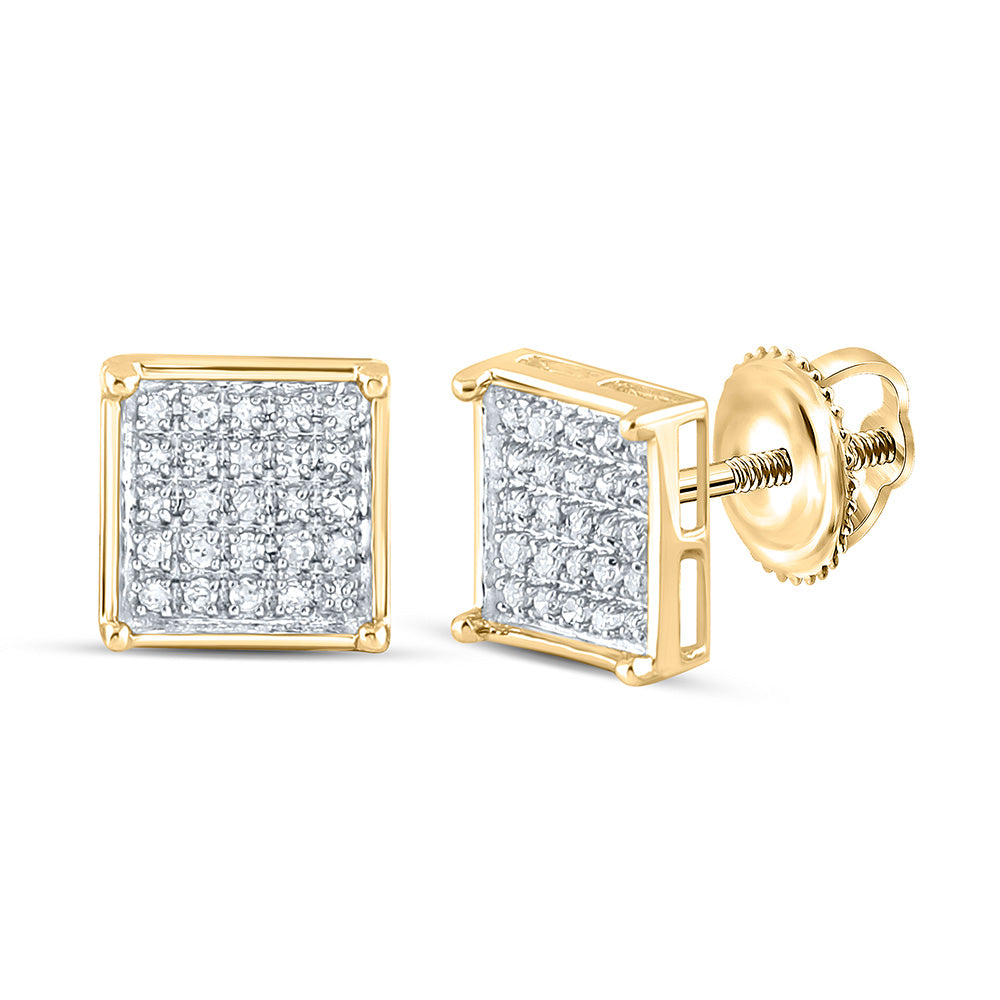 10K White Or Yellow Gold Womens Round Diamond Square Cluster Earrings