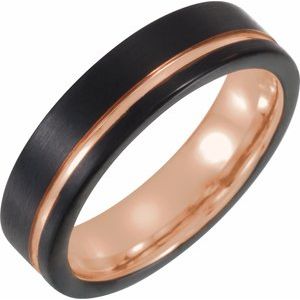 Black & 18K Rose Gold PVD Tungsten 6 mm Band