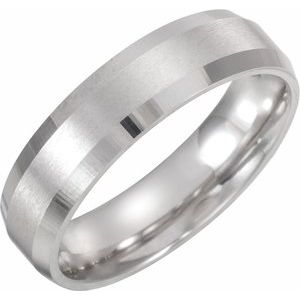 10K Yellow Or White Gold 6 Mm Polished Comfort-Fit Beveled Edge Band With Satin Finish