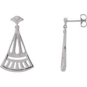 Sterling Silver 26.3 X 16 Mm Pair Friction Backs Included Polished Vintage-Inspired Dangle Earrings