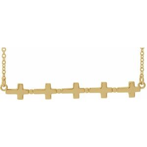 14K Yellow Gold 36.5 X 4 Mm 18 In Polished Sideways Cross Bar Necklace