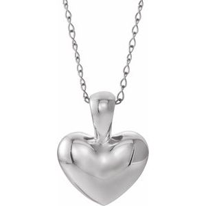 Sterling Silver 10.62 X 8.32 Mm 15 In Polished Youth Heart Necklace