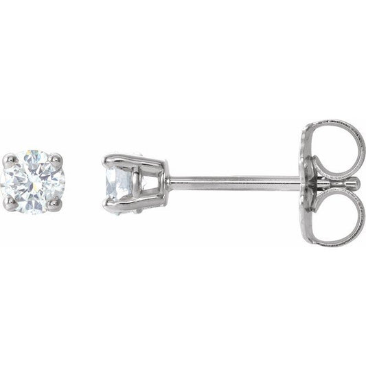 Sterling Silver Round 3 Mm Friction 4-Prong Imitation White Cubic Zirconia Stud Earrings