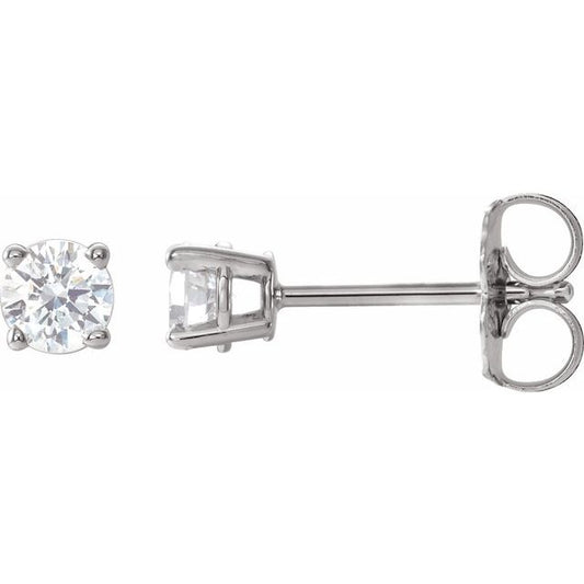 14K White Or Rose Gold Round I1, G-H Friction 4-Prong  Natural Diamond Stud Earrings