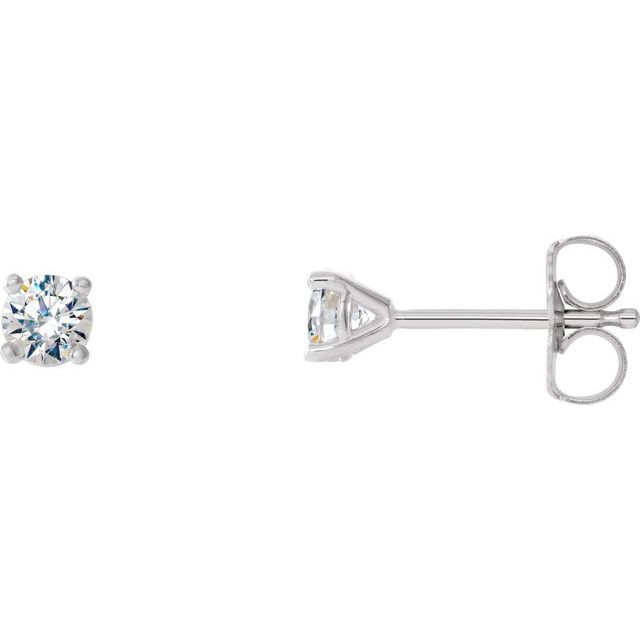 14K Yellow Or White Or Rose Gold Round Vs, F+ Friction Polished Lab-Grown Diamond 4-Prong Stud Earrings