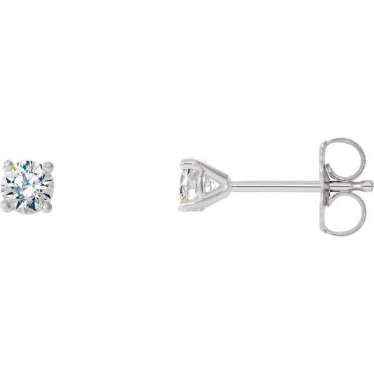 14K Yellow Or White Or Rose Gold Round Vs, F+ Friction Polished Lab-Grown Diamond 4-Prong Stud Earrings