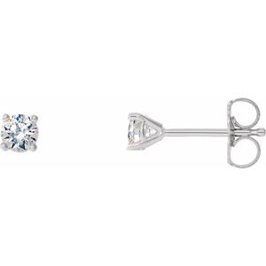 14K White Gold Round 3.4Mm I1, G-H 1/3 Ctw Natural Diamond 4-Prong Cocktail-Style Friction Back Earrings