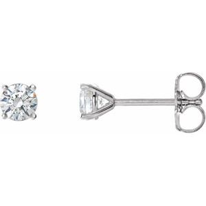 14K White Gold Round 5Mm I2, G-H 1 Ctw Natural Diamond 4-Prong Cocktail-Style Friction Back Earrings