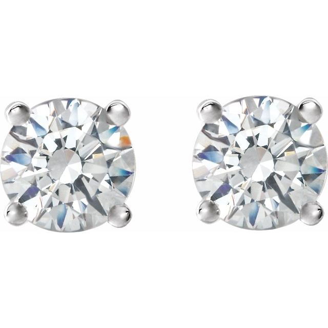 14K Yellow Or White Or Rose Gold Round Friction Backs Polished Natural Diamond 4-Prong Cocktail-Style Earrings