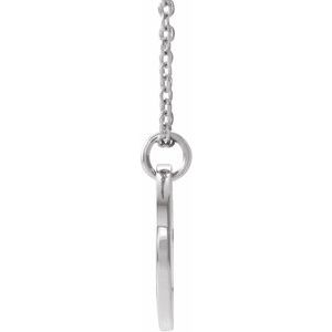 14K White Gold Round 2 Mm  Pierced Cross Disc Necklace, Length: 18 In