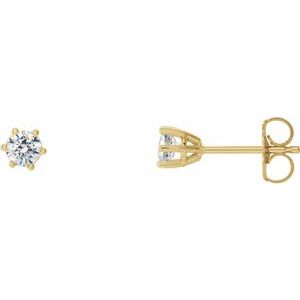 14K Yellow Gold Round 3.4Mm Si1-Si2, Gh 1/4 Ctw Lab-Grown Diamond 6-Prong Wire Basket Friction Back Earrings