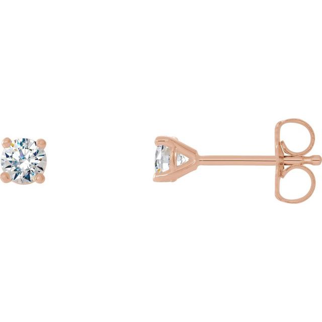 14K Yellow Or White Or Rose Gold Round Vs, F+ Friction Polished Lab-Grown Diamond 4-Prong Stud Earrings