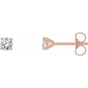 14K Rose Gold Round 3.4Mm I1, G-H 1/3 Ctw Natural Diamond 4-Prong Cocktail-Style Friction Back Earrings