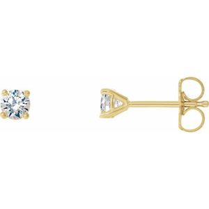 14K Yellow Gold Round 3.2Mm Si1-Si2, G-H 1/4 Ctw Lab-Grown Diamond 4-Prong Stud Friction Back Earrings