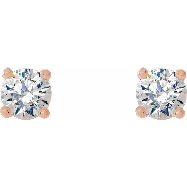 14K Yellow Or White Or Rose Gold Round Vs, F+ Friction Polished Lab-Grown Diamond 4-Prong Stud Earrings