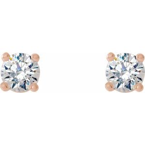 14K Rose Gold Round 3.4Mm I1, G-H 1/3 Ctw Natural Diamond 4-Prong Cocktail-Style Friction Back Earrings