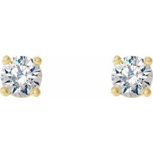 14K Yellow Gold Round 3.2Mm Si1-Si2, G-H 1/4 Ctw Lab-Grown Diamond 4-Prong Stud Friction Back Earrings