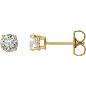 14K Yellow Gold Round 4.5Mm I1, G-H 3/4 Ctw Natural Diamond 4-Prong Friction Back Stud Earrings