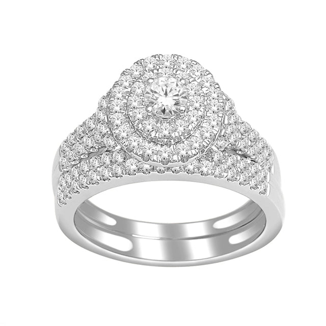 14K White Gold 1.00 Cttw Round Diamond Ladies Bridal Ring