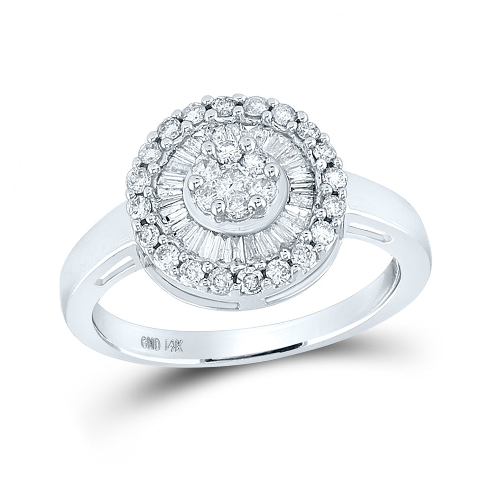 14K White Gold Womens Round Diamond Flower Cluster Ring 3/4 Cttw, Womens Size: 5-10