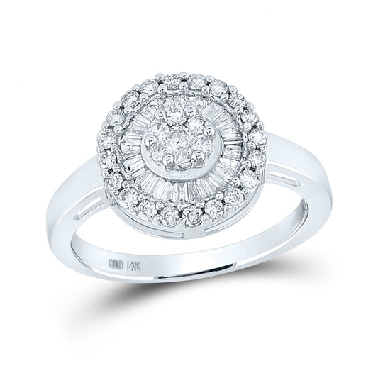 14K White Gold Womens Round Diamond Flower Cluster Ring 3/4 Cttw, Womens Size: 5-10