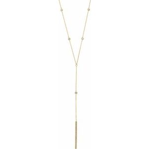 14K Yellow Gold Round G-I I1 1/3 Ctw Natural Diamond Y Necklace, Length: 17 In
