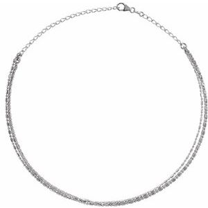 Sterling Silver Lobster Clasp 3-Strand Bead Chain Choker, Length: 13-16 In, Width: 1.5 Mm
