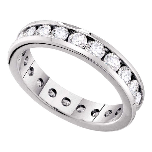 14k White Gold Womens Round Diamond Bridal Wedding Anniversary Eternity Band 1-1/2 Cttw, Womens Size: 5-10