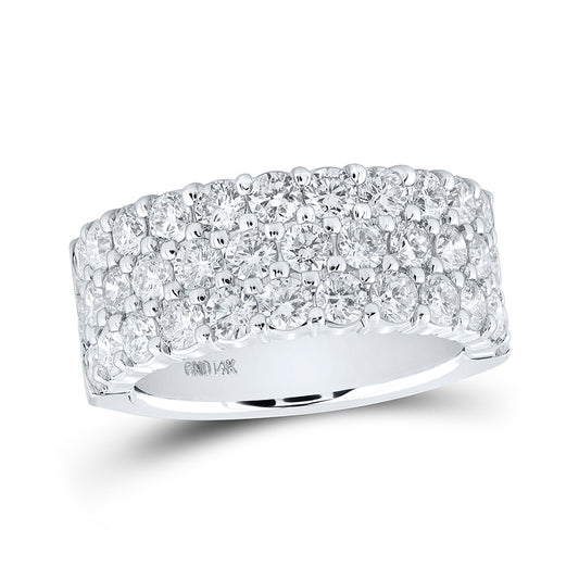 14K White Gold Womens Round Pave-set Diamond Triple Row Wedding Band 2 Cttw, Womens Size: 5-10