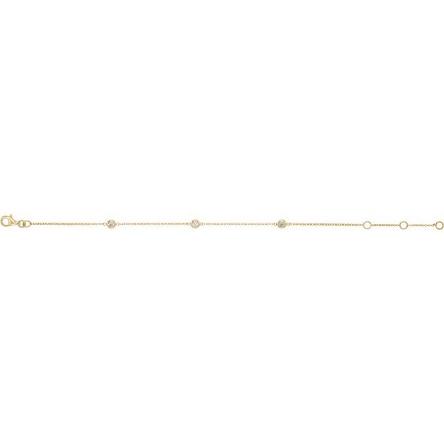 14K Yellow Or White Or Rose Gold Round 2.3Mm I1, G-I 5 1/2-7 In Polished 1/6 Ctw Natural Diamond Bezel-Set 3-Station Bracelet
