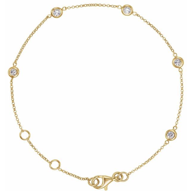 14K Yellow Or White Gold Round 2.3Mm :: 1/4 Ctw I1, G-I 5 1/2-7 In Polished 1/4 Ctw Natural Diamond 5-Station Bracelet