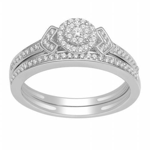 14K Yellow Or White Gold Bridal Set with 0.25 Cttw Round Diamonds