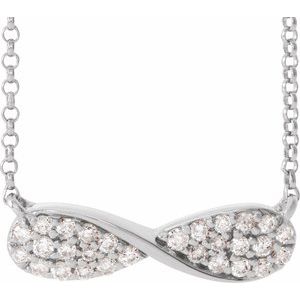 14K White Gold Round G-I I1 1/6 Ctw Natural Diamond Infinity-Inspired Necklace, Length: 17 In