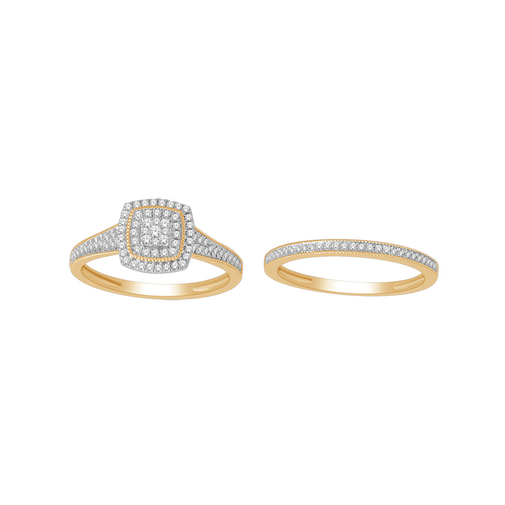 14K Yellow Gold 0.33 Cttw Round Diamonds Bridal Set