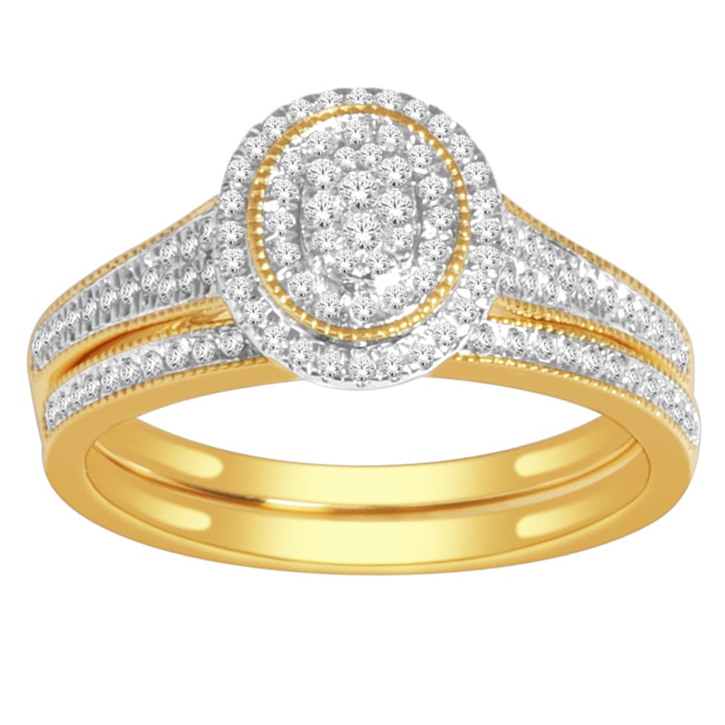 14K Yellow Or White Gold Bridal Set with 0.33 Cttw Round Diamonds