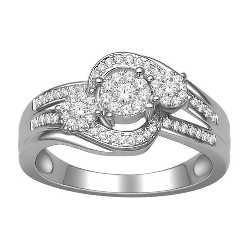 14K White Gold 0.33 CT Round Diamonds Ladies Ring