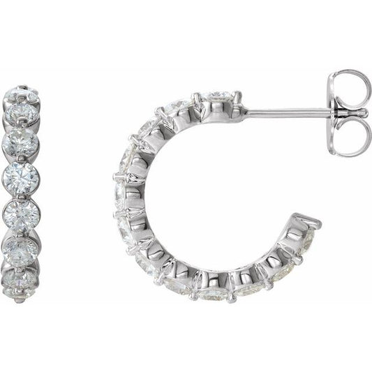 14K White Or Yellow Gold Round 16.5 Mm 2.8 Mm 2.5Mm I1, Gh Pair Friction Back Polished 1 3/8 Ctw Natural Diamond Huggie Earrings