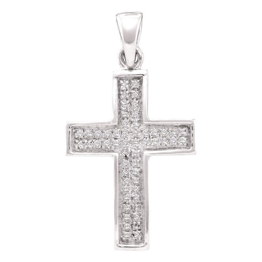 10K Yellow Gold Womens Round Diamond Cross Pendant 1/6 Cttw