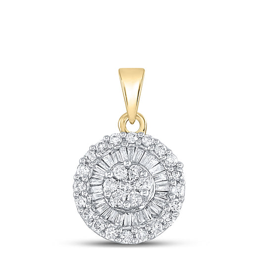 14K Yellow Gold Womens Round Diamond Flower Cluster Pendant 5/8 Cttw, Length: 0.7 In, Width: 0.47 In