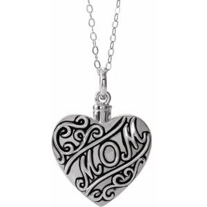 Sterling Silver Without Box Polished Mom Heart Ash Holder Necklace