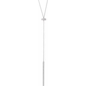 14K White Gold Round G-I I1 1/4 Ctw Natural Diamond Y Necklace, Length: 17 In